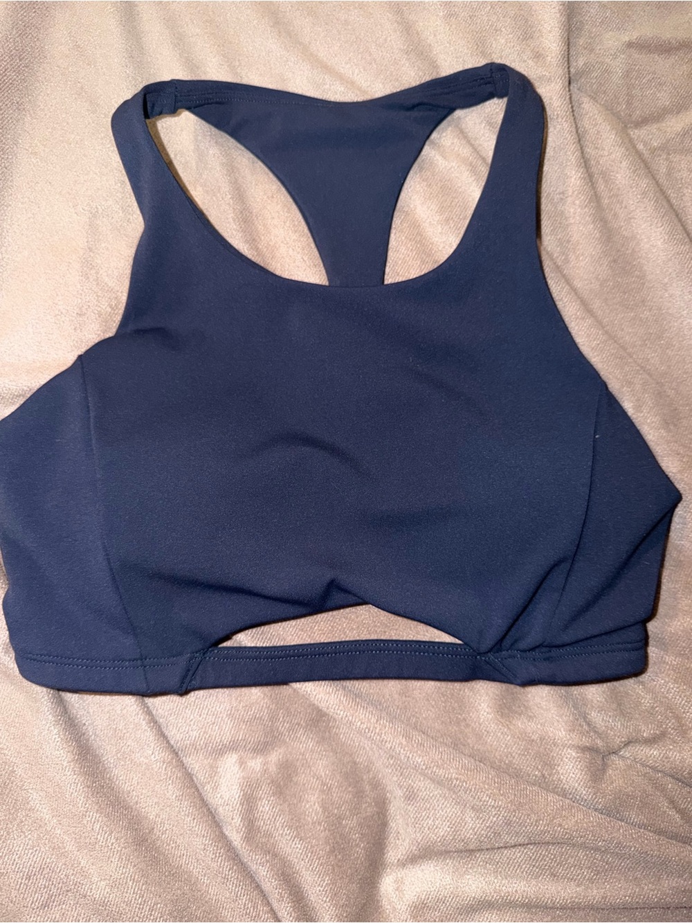 Alphalete Navy High-Neck Cutout Racerback Sports Bra